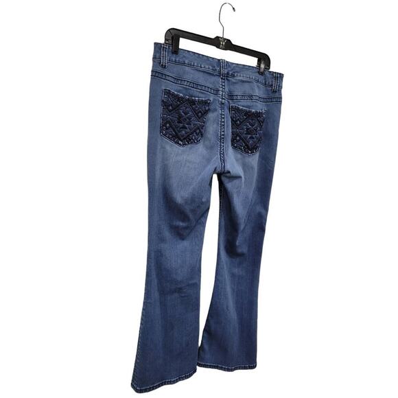 Melissa McCarthy Women's Seven Slim Flare Jeans Embroidered Pockets Size 14 - Picture 5 of 12